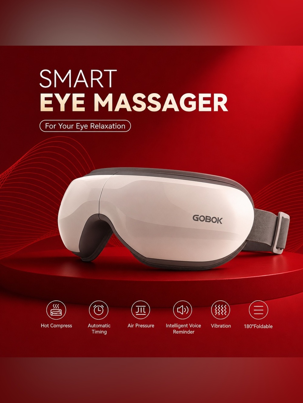 NWT Gobok Smart Eye Massager - White/Grey